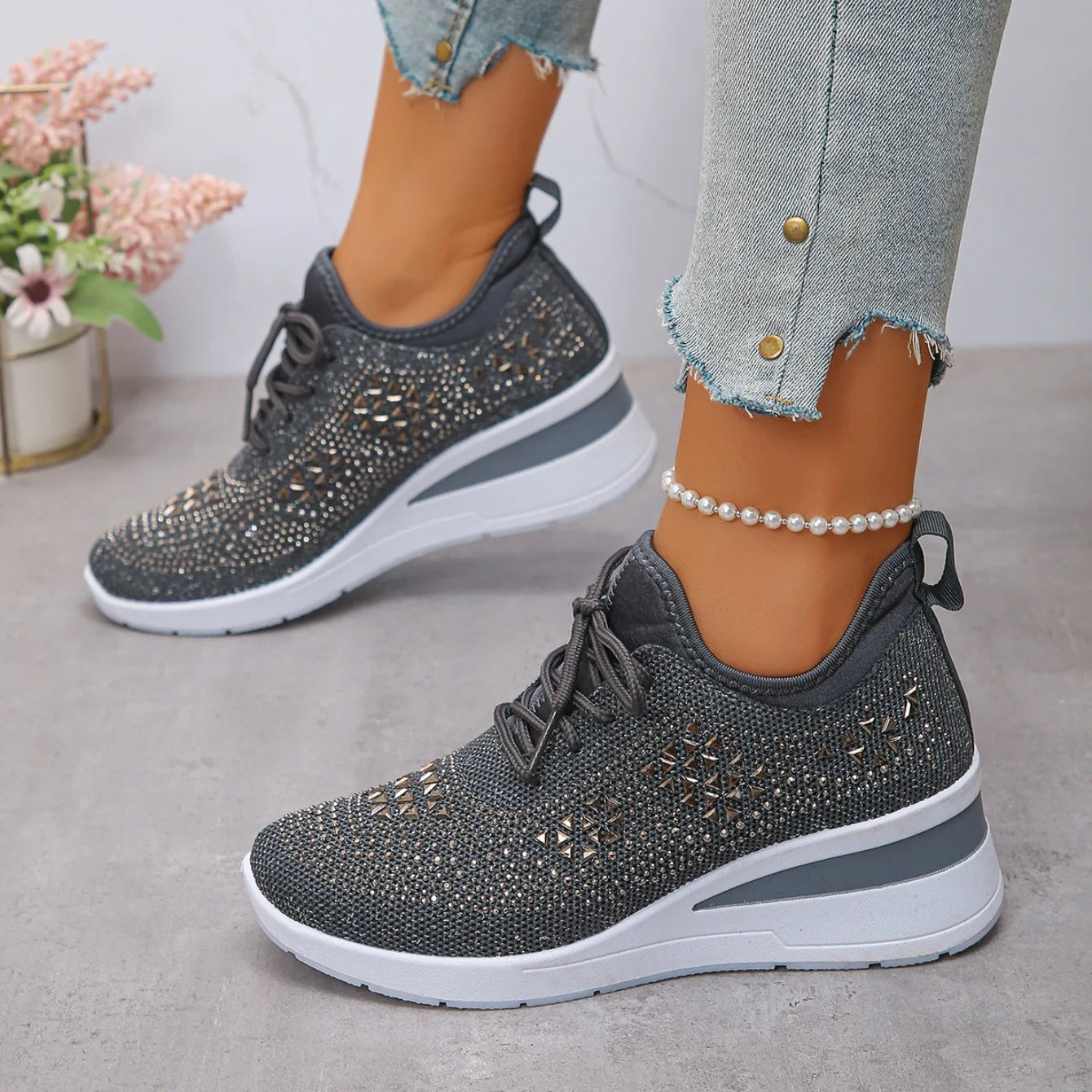 Designer Sneakers Women Shoes New Women Mesh Platform Sneakers High Heels Wedges Thick Bottom Breathable Casual Vulcanize Shoes