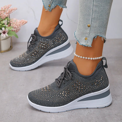 Designer Sneakers Women Shoes New Women Mesh Platform Sneakers High Heels Wedges Thick Bottom Breathable Casual Vulcanize Shoes