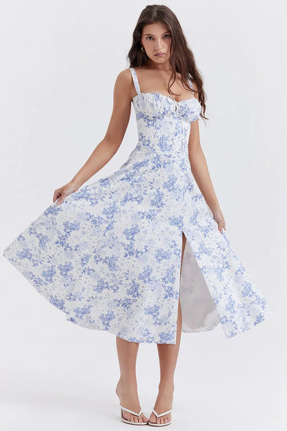 Luxury new temperament solid color fashion high-end halter dress floral dress women