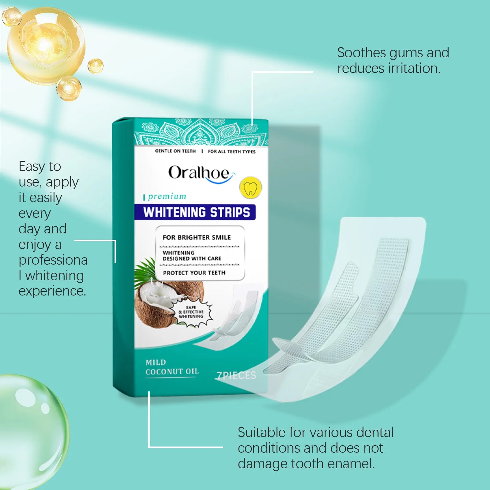 Tooth Whitening Strips Remove Tooth Stains Tartar Plaque Lighten Dark Dental Cleaning Improve Bad Breath Bleach Teeth Brightener