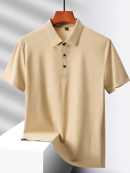 Summer Polo Shirts Men M-5xl Quick Dry Short Sleeve T-Shirt Elasticity Breathable Cool Ice Silk Polo Shirt Male Purple 18 Colors