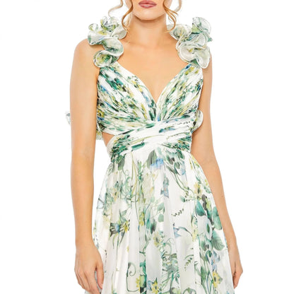 Luxury high-end celebrity style photography banquet evening dress sexy backless vacation print noble dress
