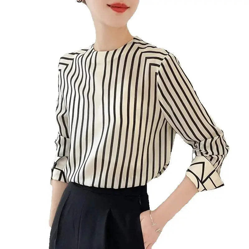 Fashion luxury ladies shirt France style woman printing blouse Long sleeve Tops blusa mujer