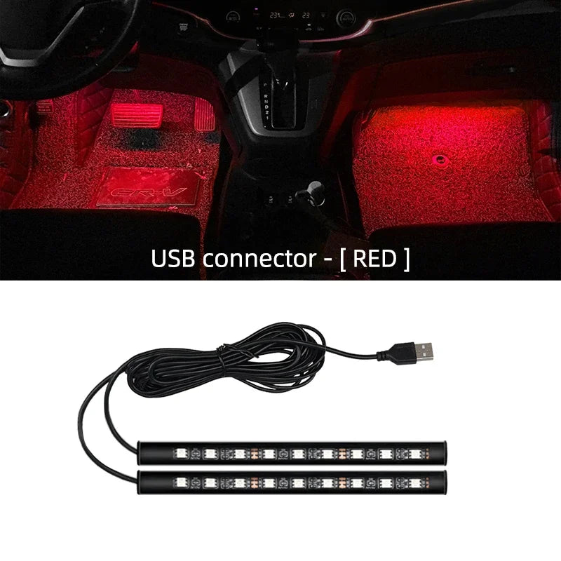 Led Car Ambient Light With USB 5V Universal Car Interior Foot Lamp Decoration Backlight Lighting Auto Decorative Neon Lights