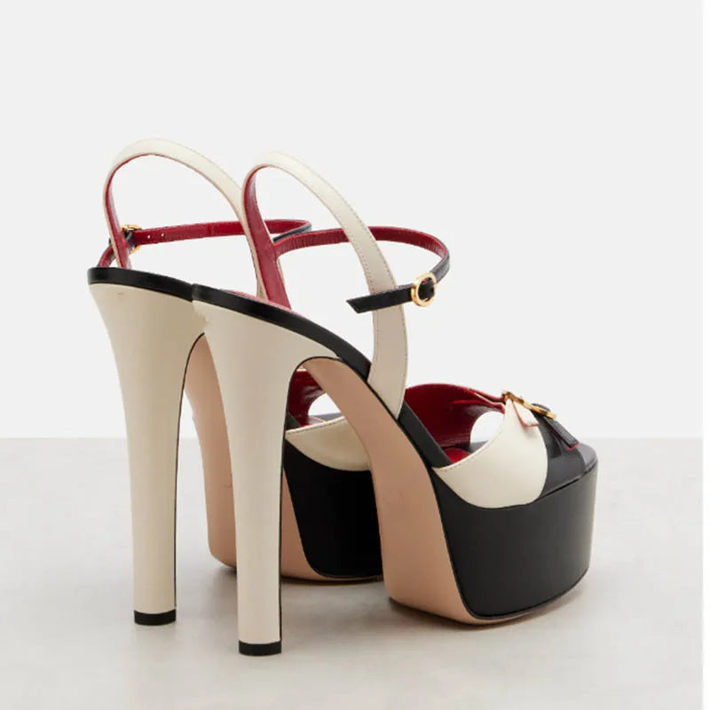 French Style Luxury High-heeled High-heeled Shoes with Thick Toe and Hollowed Out Back for Banquets,women&