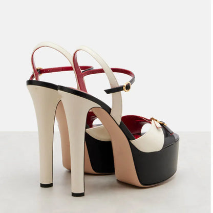 French Style Luxury High-heeled High-heeled Shoes with Thick Toe and Hollowed Out Back for Banquets,women&
