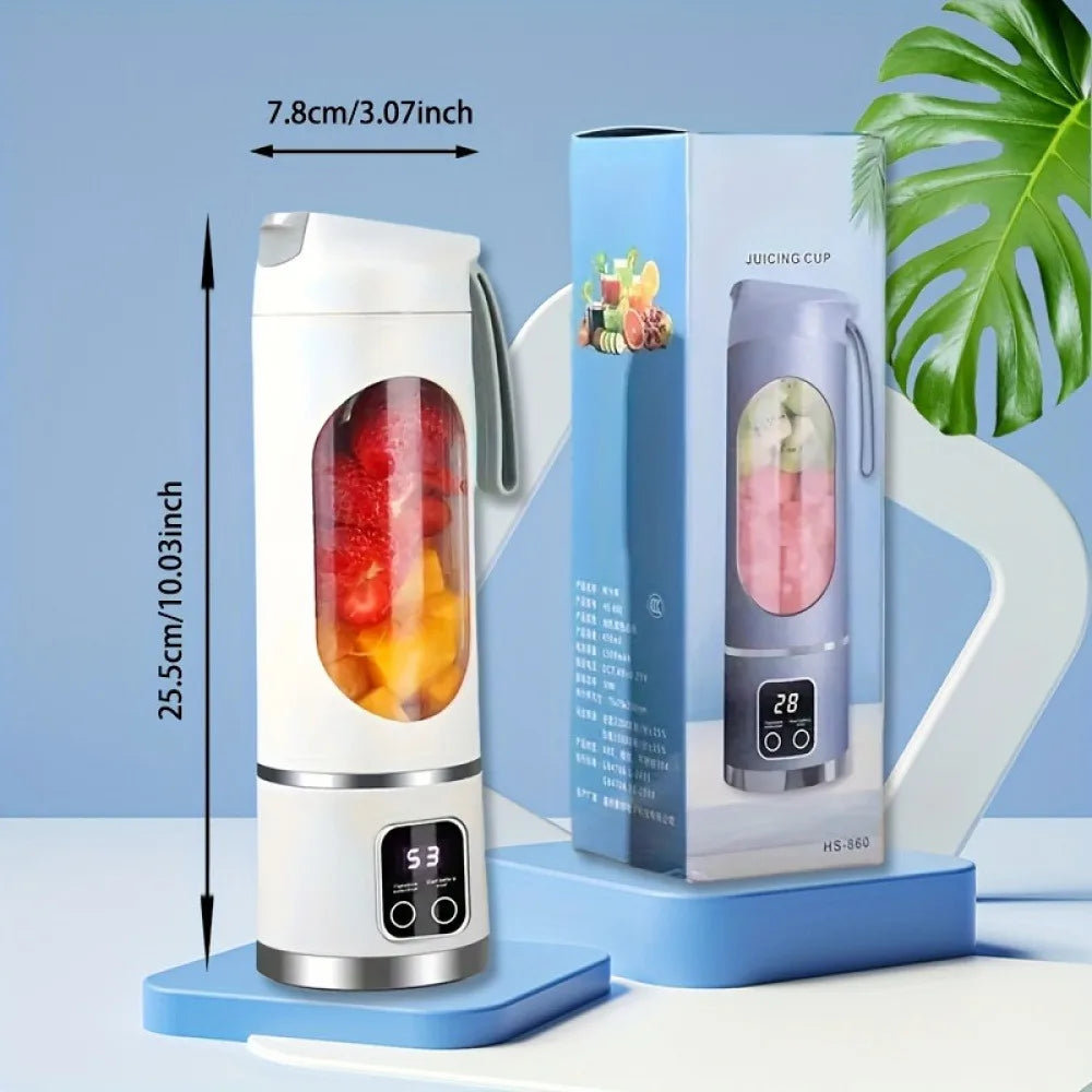 Portable USB Rechargeable Mini Blender &amp; Juicer with Digital Display &amp; 12-Blade System - Suitable for Travel, 3 Modes, USB- Oper