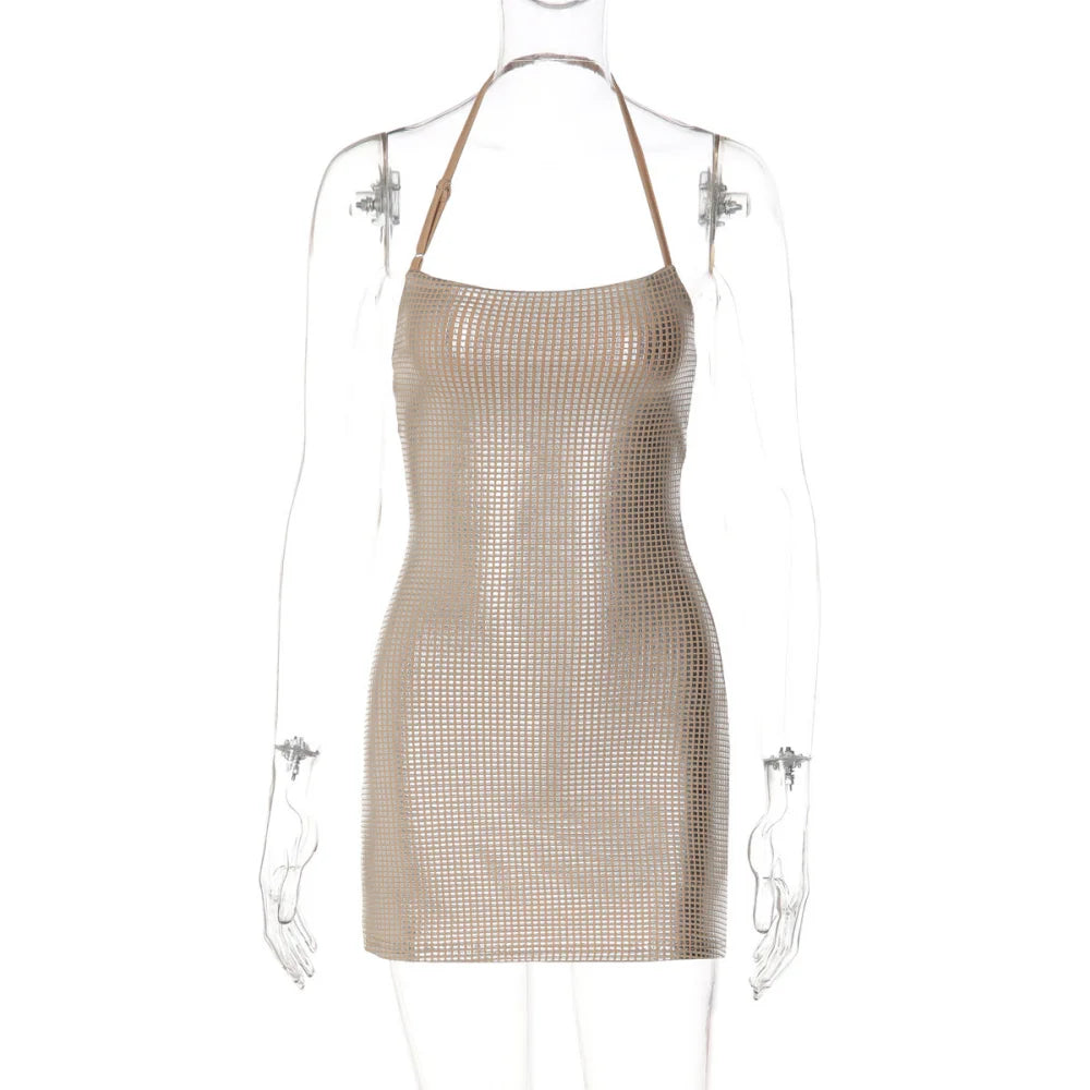 European and American fashion socialite style versatile casual solid color khaki sexy solid color ins pure desire style dress