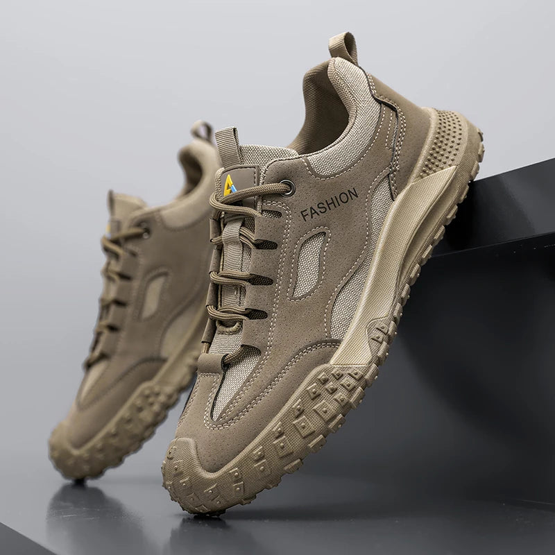 Sneakers for Men High Quality Thick Soled Work Strap Outdoor Mountaineering Anti Slip Platform Wear-resistant Casual Sport Shoes