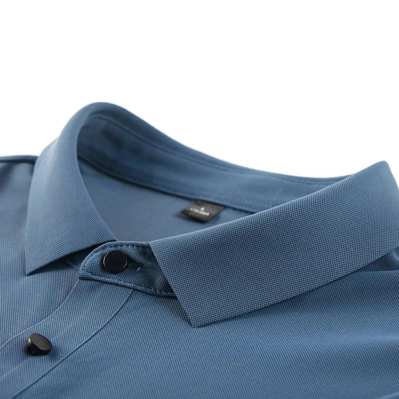 Summer Polo Shirts Men M-5xl Quick Dry Short Sleeve T-Shirt Elasticity Breathable Cool Ice Silk Polo Shirt Male Purple 18 Colors