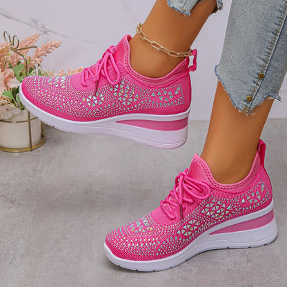 Designer Sneakers Women Shoes New Women Mesh Platform Sneakers High Heels Wedges Thick Bottom Breathable Casual Vulcanize Shoes