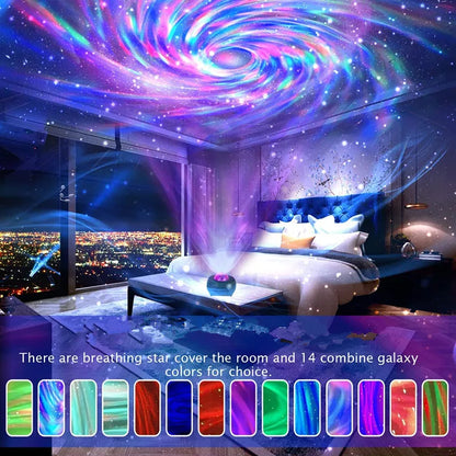 Galaxy Projector - USB-powered portable star projection lamp. Multi-color night light. Fantastical starry night sky effect light