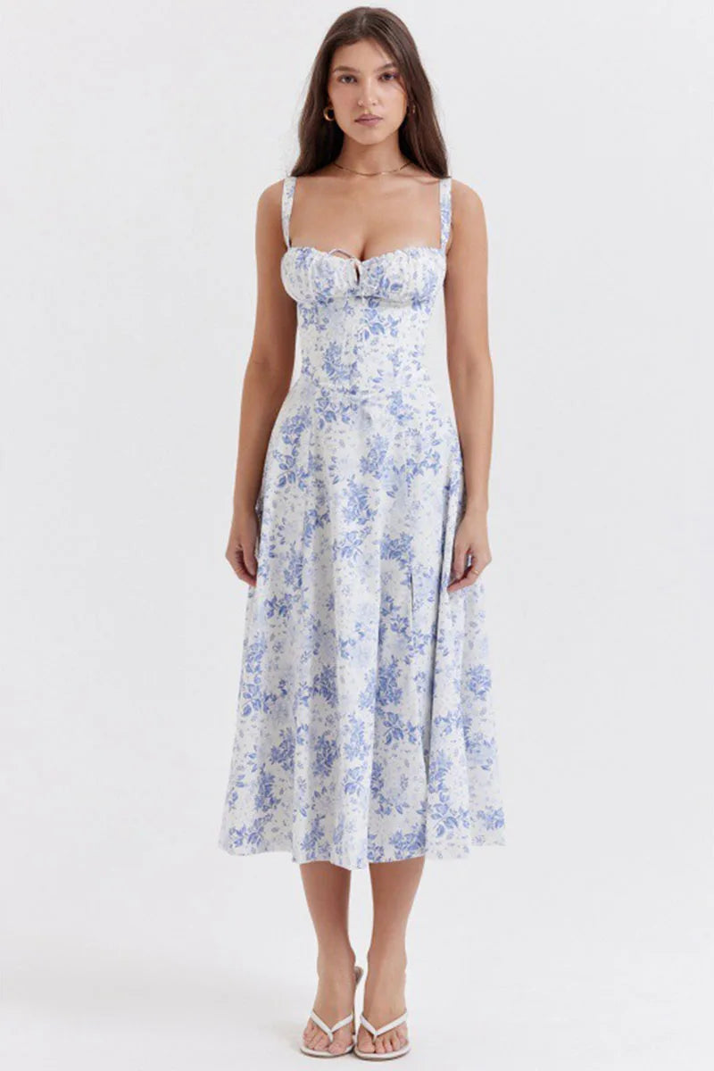Luxury new temperament solid color fashion high-end halter dress floral dress women