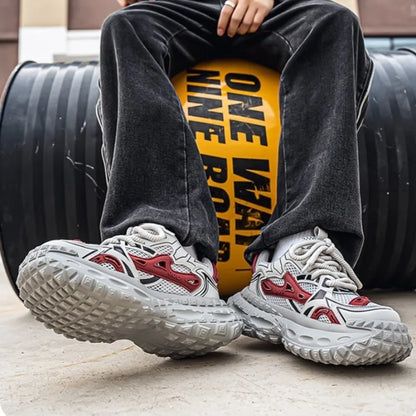 Sneakers for Men Fad Casual Mesh Mens Platform Sneaker Non Slip Wear Resistant Comfort Lace Up Soft Sole Shoes Zapatillas Hombre