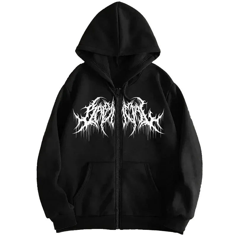 Y2K Zip-Up hoodie, men, clothes with graphic prints, hip hop style, gothic 2025 Autumn Winter keep warm long sleeves Sweatshirt