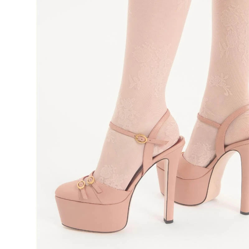 French Style Luxury High-heeled High-heeled Shoes with Thick Toe and Hollowed Out Back for Banquets,women&