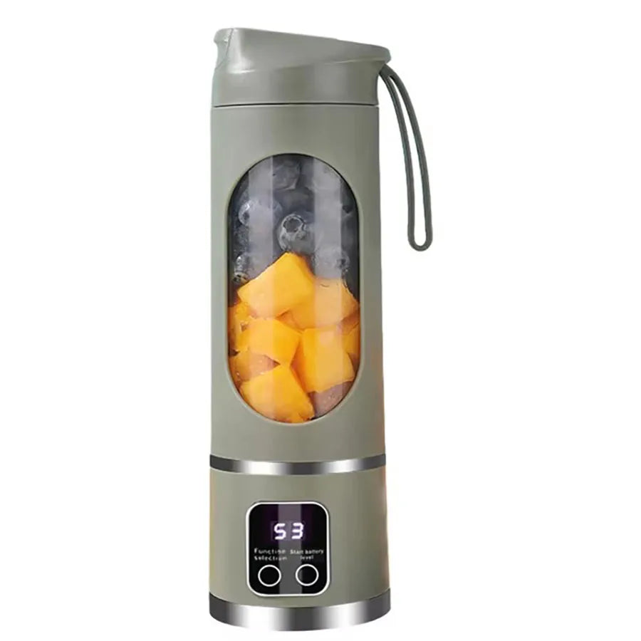 Portable USB Rechargeable Mini Blender &amp; Juicer with Digital Display &amp; 12-Blade System - Suitable for Travel, 3 Modes, USB- Oper