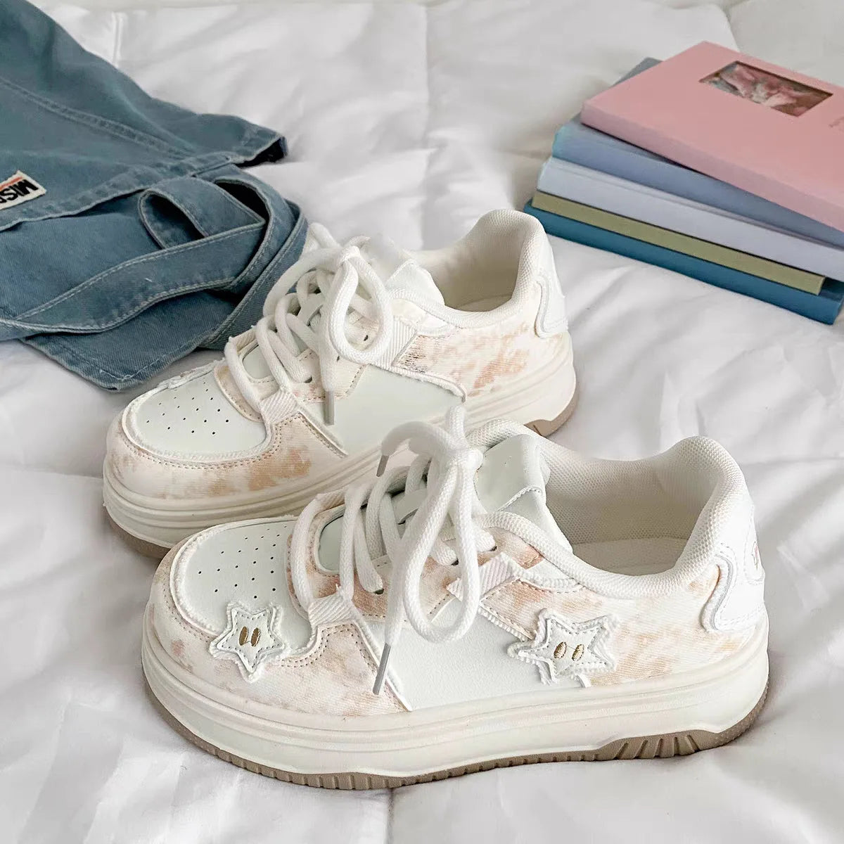 2026 Spring New Platform Sneakers for Women Fashion Casual Pink Shoes Female Lace Designer Chunky Sneakers Shoes Woman