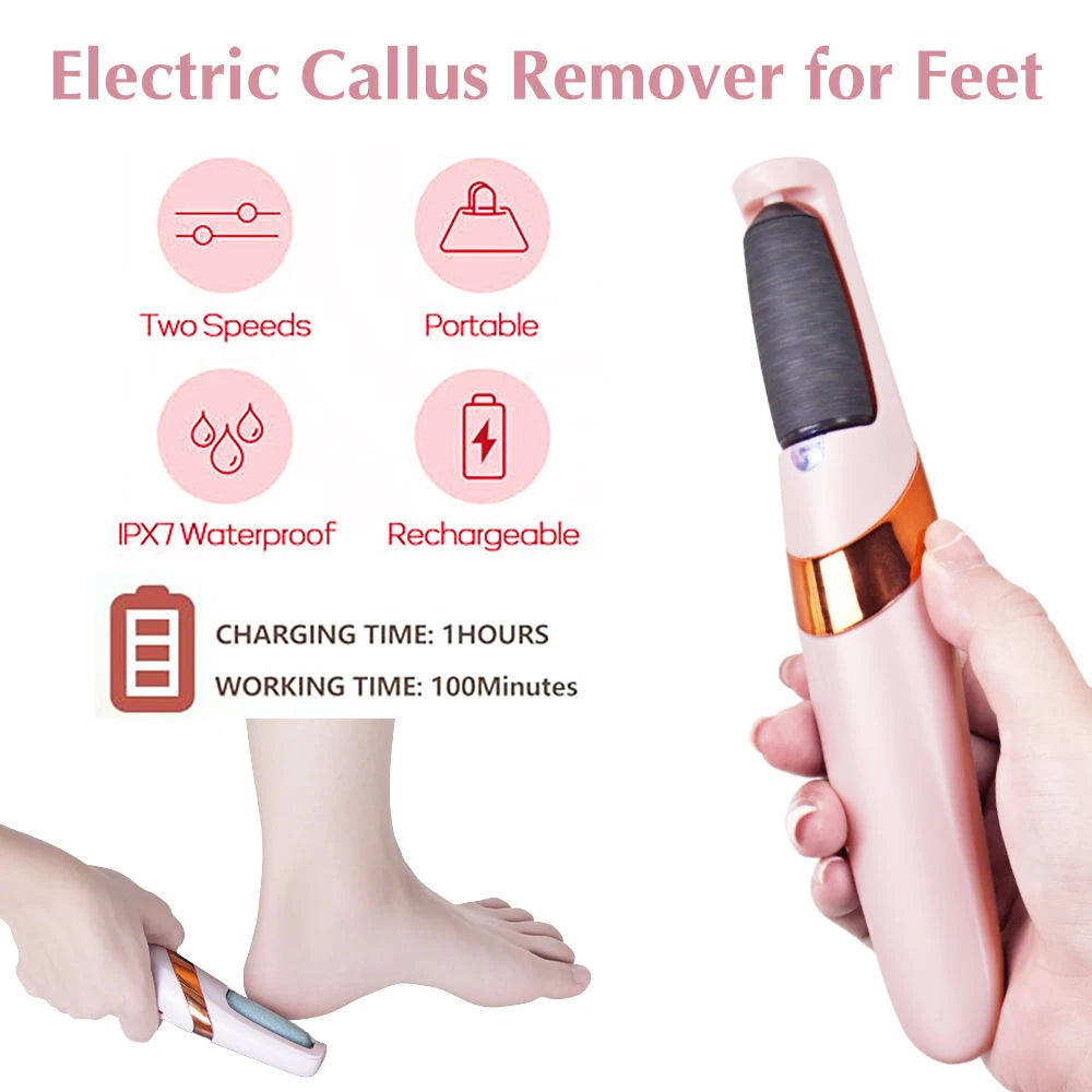 Electric callus removal foot care tools - dry and wet foot files for removing dead skin, charging foot pedicure tools
