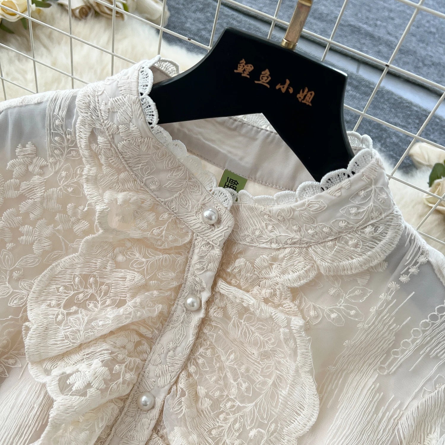 French Luxury Fashion Flower Mesh Embroidery Dress High Quality Women Stand Long Flare Sleeve Ruffles Belt Party Long Vestidos