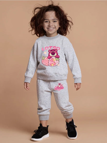 Spring Fall New Style Casual Sweatshirts Sets for Girls 0-8years  Cartoon Printed Kids O Neck Hoodies and Trousers 2pcs Set