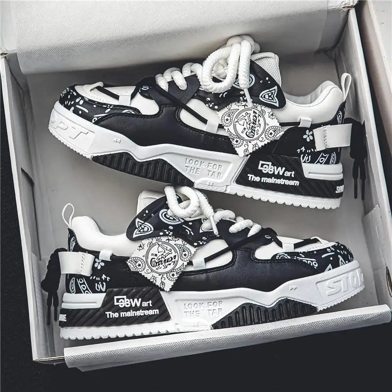 Sneakers for Men Fashion Brand Casual Shoes Youth Student Skateboard Shoes for Men Lace Up Vulcanized Shoes Platform Shoe Tennis