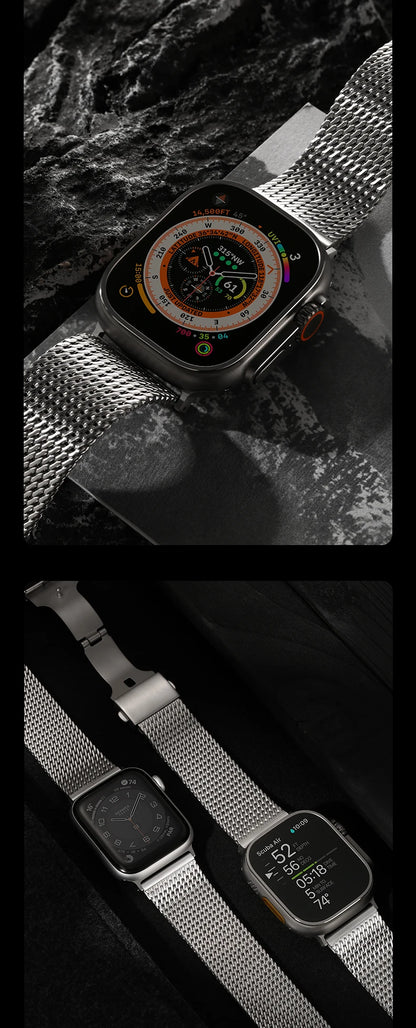 Luxury Milanese Mesh Apple Watch Ultra 2 Band, 316L Stainless Steel Watch Strap, For Apple Watch 49mm 45mm 44mm 41mm 40mm