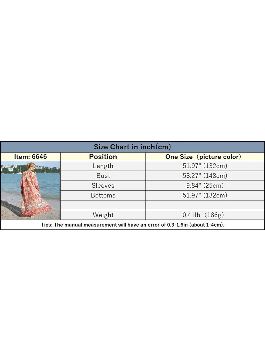 Floral Print Bikini Sexy Cover Up For Beach Long Kimonos Bikini Cover Up Robe de Plage Sarong Beach Swimsuit Cardigans Cover-ups