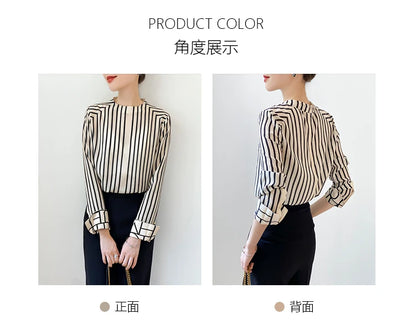 Fashion luxury ladies shirt France style woman printing blouse Long sleeve Tops blusa mujer