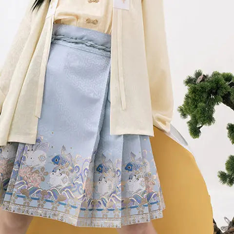 2024 New Fashion Chinese Style Retro Summer Printed Pleated Lace Up Women&
