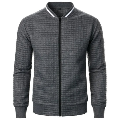 New Mens Long Sleeve Zipper Jacket Coats Stand Up Sweatshirts Outdoor Streetwear Autumn Warm Solid Color Baseball Jacket Men