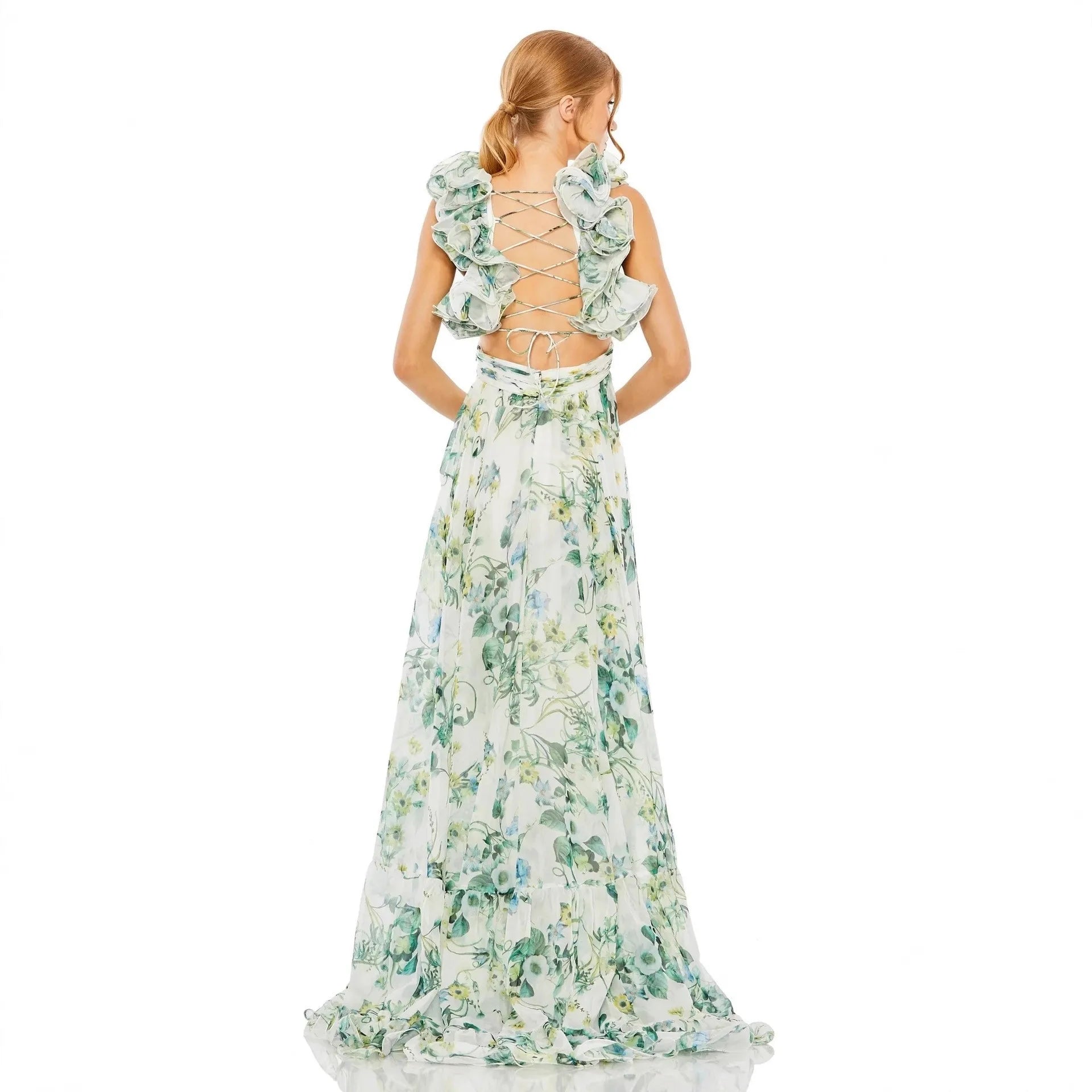 Luxury high-end celebrity style photography banquet evening dress sexy backless vacation print noble dress