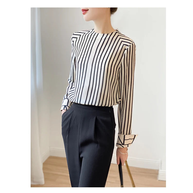 Fashion luxury ladies shirt France style woman printing blouse Long sleeve Tops blusa mujer