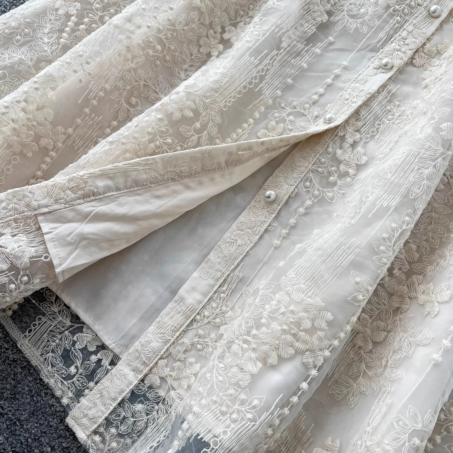 French Luxury Fashion Flower Mesh Embroidery Dress High Quality Women Stand Long Flare Sleeve Ruffles Belt Party Long Vestidos