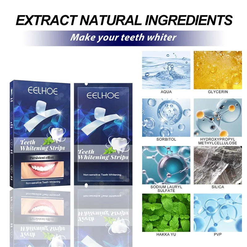 Teeth Whitening Stickers Mint White Teeth Gel Tooth Whitener Strips Teeth Yellow Smoke Stains Tea Stains Oral Hygiene Care