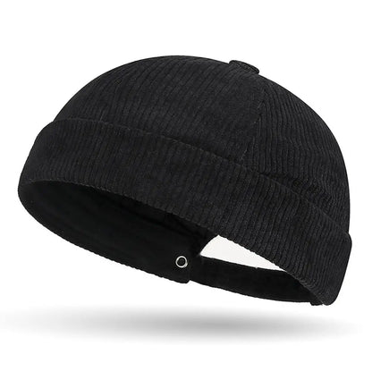 New Corduroy Brimless Cap for Men Women Adjustable Landlord Hat Retro Beanie Docker Caps unisex Hip Hop Hats Streetwear Dome Hat