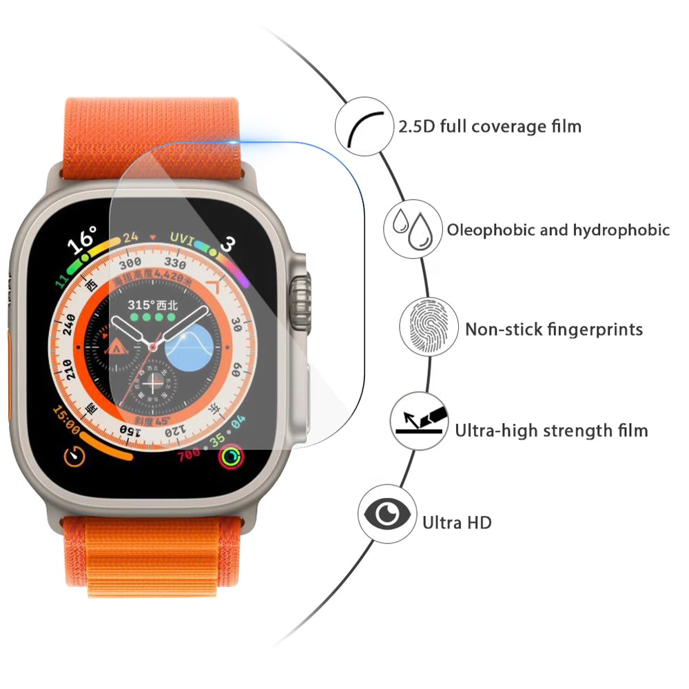 Tempered Glass for Apple Watch Ultra 49mm Screen Protector Anti-Scratch for Apple Watch Ultra 2 Smartwatch