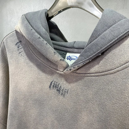 Street Wear Speckled Ink Rubbed Hooded Hoodies Fashion Sense Distressed Winter Coat Men&