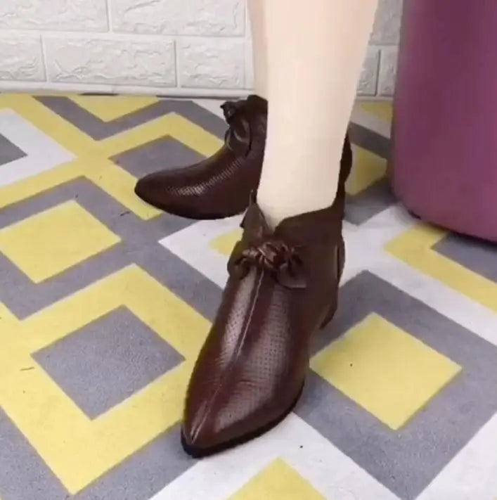 Women Barefoot Shoes Short Boots Ankle 2022 Spring New Female Casual Thick Soled Shoes Genuine Leather Designer Pumps Shoes