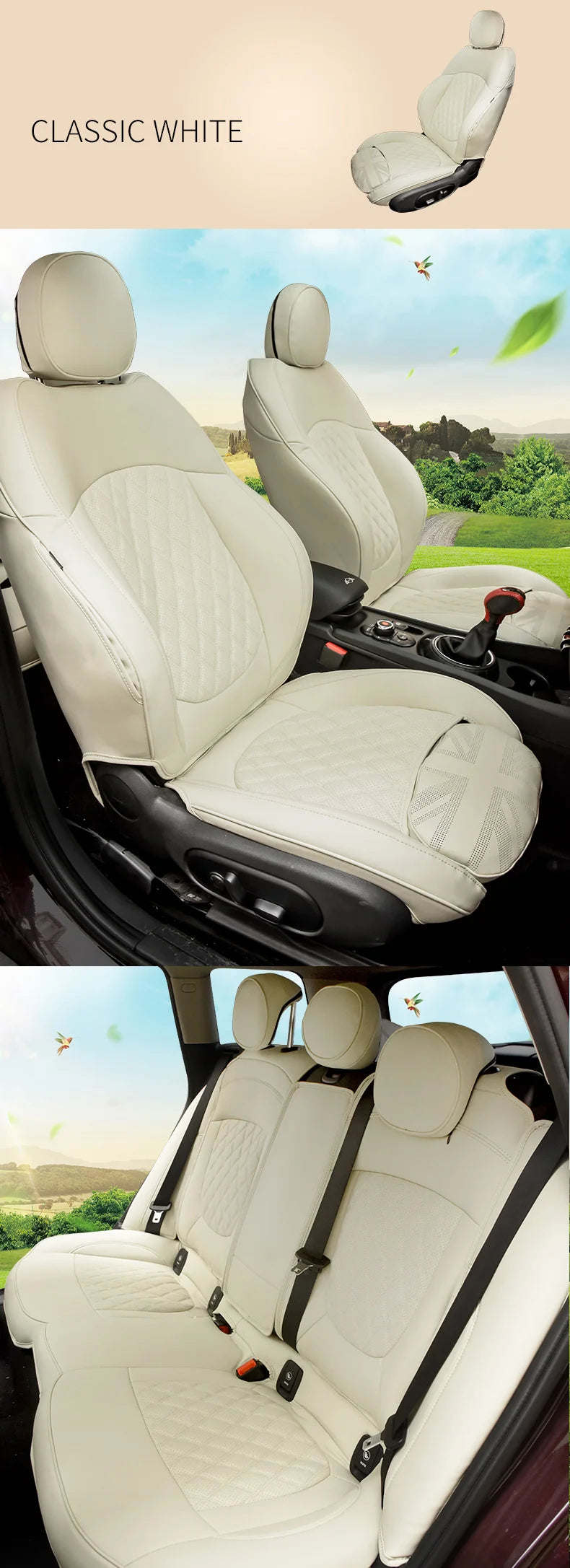 Car Accessories for MINI Cooper R50 R53 HATCHBACK R55 Clubman R56 R57 CABRIO R60 Countryman Custom  Seat Covers Leather Pad
