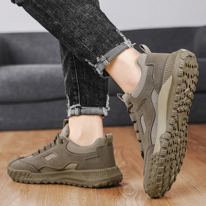 Sneakers for Men High Quality Thick Soled Work Strap Outdoor Mountaineering Anti Slip Platform Wear-resistant Casual Sport Shoes
