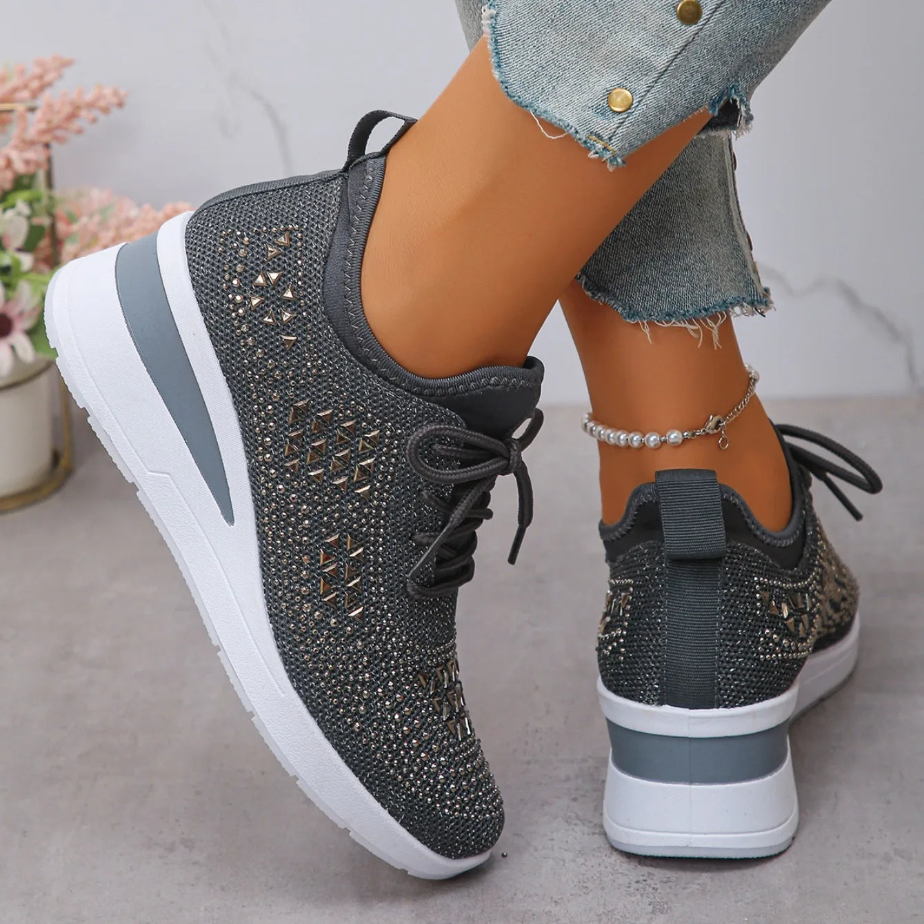 Designer Sneakers Women Shoes New Women Mesh Platform Sneakers High Heels Wedges Thick Bottom Breathable Casual Vulcanize Shoes