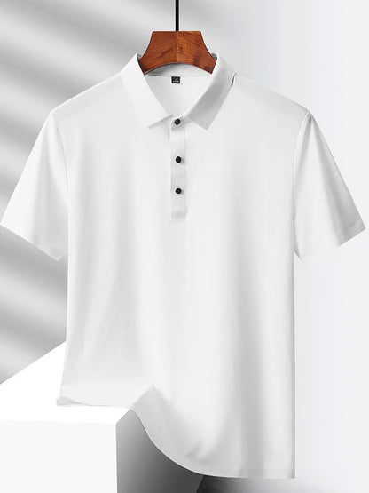 Summer Polo Shirts Men M-5xl Quick Dry Short Sleeve T-Shirt Elasticity Breathable Cool Ice Silk Polo Shirt Male Purple 18 Colors