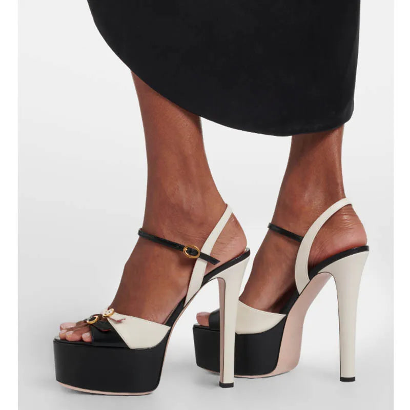 French Style Luxury High-heeled High-heeled Shoes with Thick Toe and Hollowed Out Back for Banquets,women&