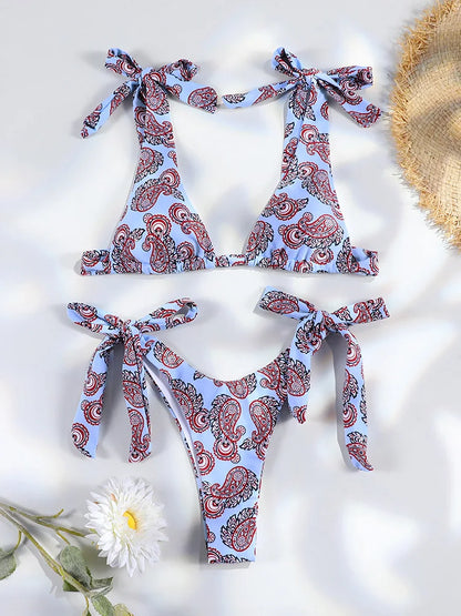 Miyouj Pleasted Bikinis Colaless Swimsuit Triangle Bikini Set Women Swimwear Halter Bathing Suits Bandage Beachwear Brazilian