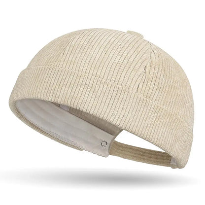 New Corduroy Brimless Cap for Men Women Adjustable Landlord Hat Retro Beanie Docker Caps unisex Hip Hop Hats Streetwear Dome Hat