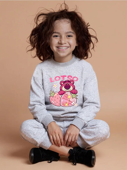 Spring Fall New Style Casual Sweatshirts Sets for Girls 0-8years  Cartoon Printed Kids O Neck Hoodies and Trousers 2pcs Set