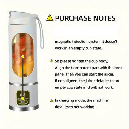 Portable USB Rechargeable Mini Blender &amp; Juicer with Digital Display &amp; 12-Blade System - Suitable for Travel, 3 Modes, USB- Oper