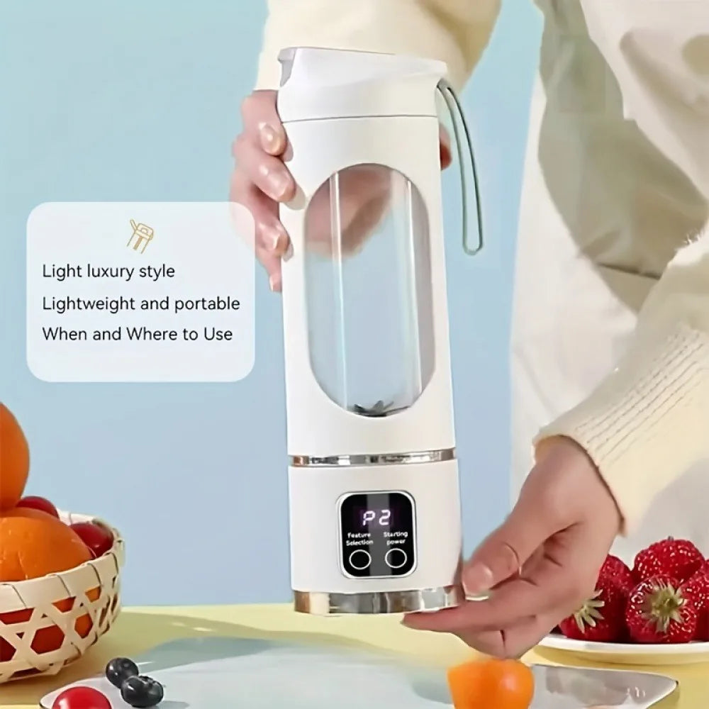 Portable USB Rechargeable Mini Blender &amp; Juicer with Digital Display &amp; 12-Blade System - Suitable for Travel, 3 Modes, USB- Oper