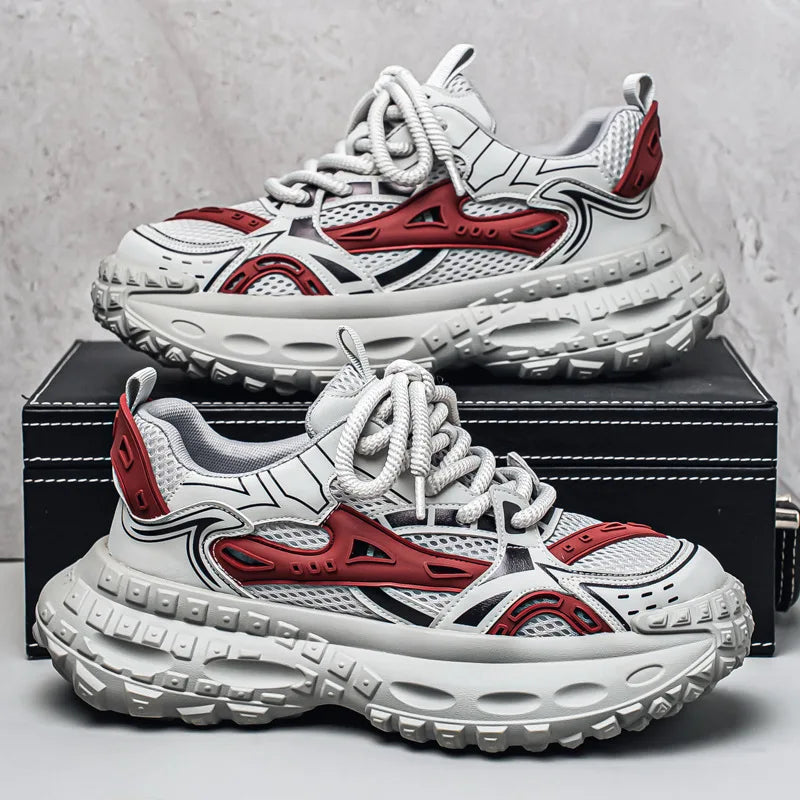 Sneakers for Men Fad Casual Mesh Mens Platform Sneaker Non Slip Wear Resistant Comfort Lace Up Soft Sole Shoes Zapatillas Hombre